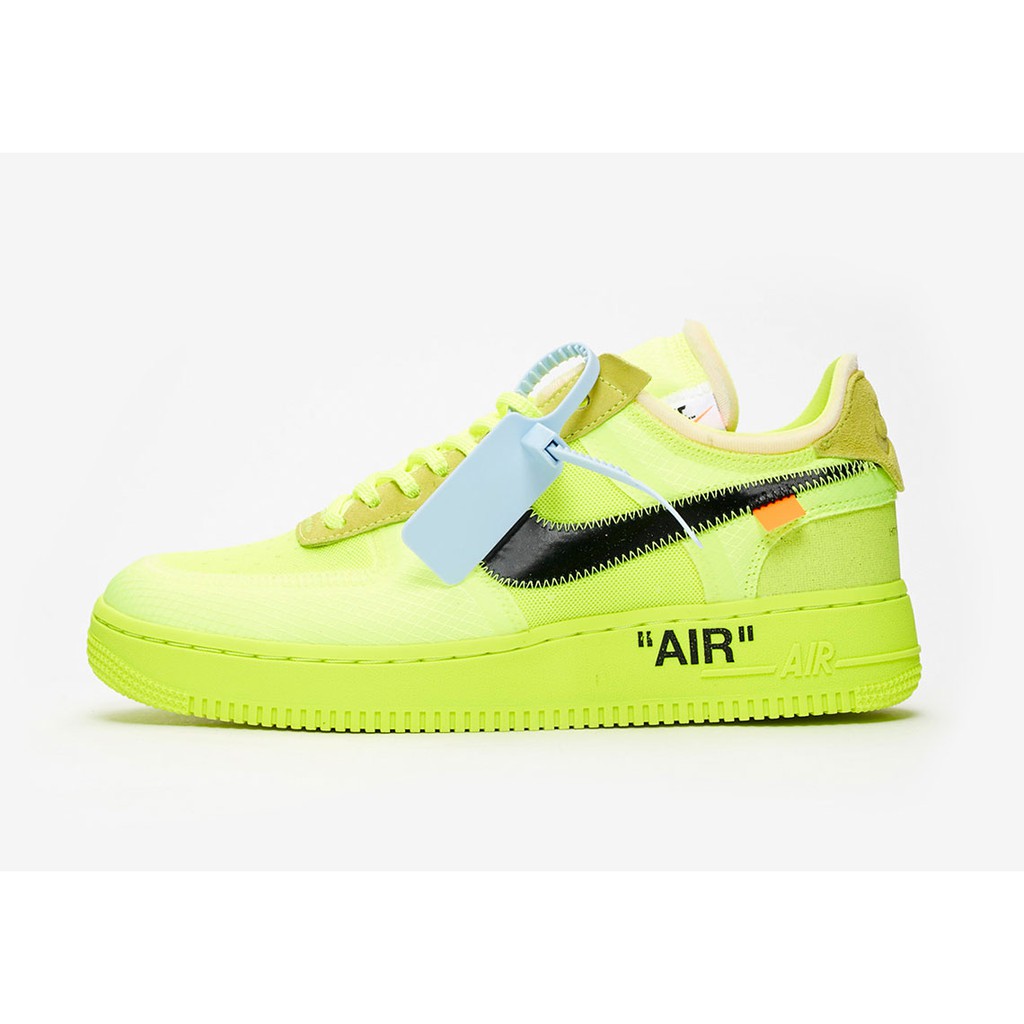 off white nike air force 1 black & volt