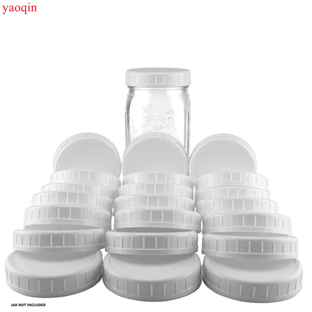 Yaoqin 10 件裝梅森罐蓋無襯裡羅紋塑料杯蓋用於普通口梅森罐頭防漏瓶蓋蓋