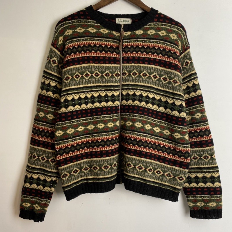 香港製 L L Bean 100 羊毛圖騰針織外套 全賣場任兩件折一百 古著 蝦皮購物