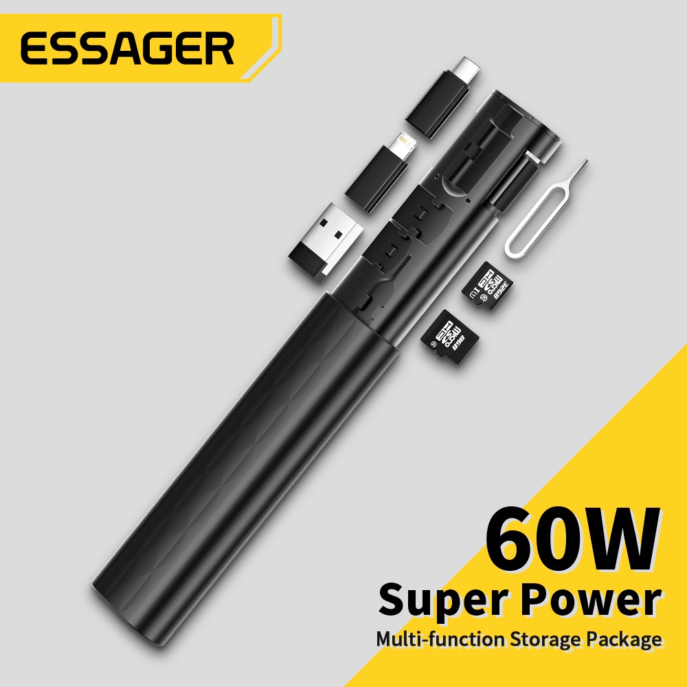 Essager 存儲卡插槽拾取針 SIM 卡插槽類型 USB 多功能充電端口便攜式多功能存儲包