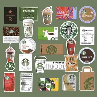 STARBUCKS 25 件裝復古星巴克貼紙適用於筆記本電腦手機 Ipad 行李箱個性潮流裝飾貼紙防水