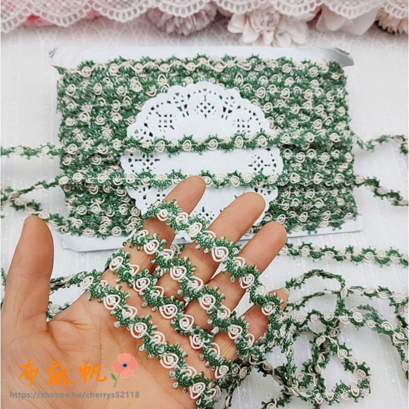 布麻帆 現貨 100cm 米白色小花狀仿花藤花邊花編繩diy手工裝飾材料配件1 2cm 蝦皮購物
