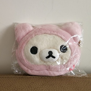 San-X拉拉熊 懶熊 懶妹 Rilakuma 頭形絨毛收納包 絨毛玩偶娃娃