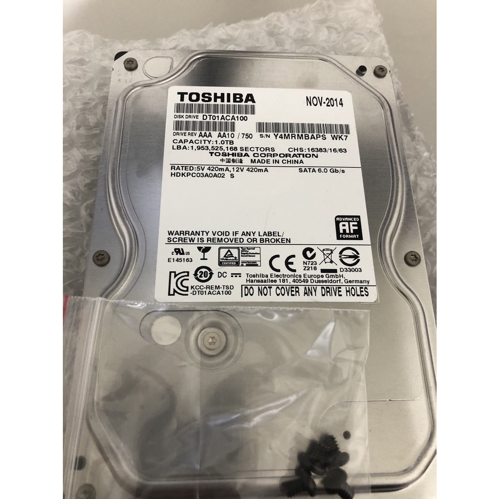 &lt;現貨當天出&gt;傳統硬碟 Toshiba 1TB DT01ACA100