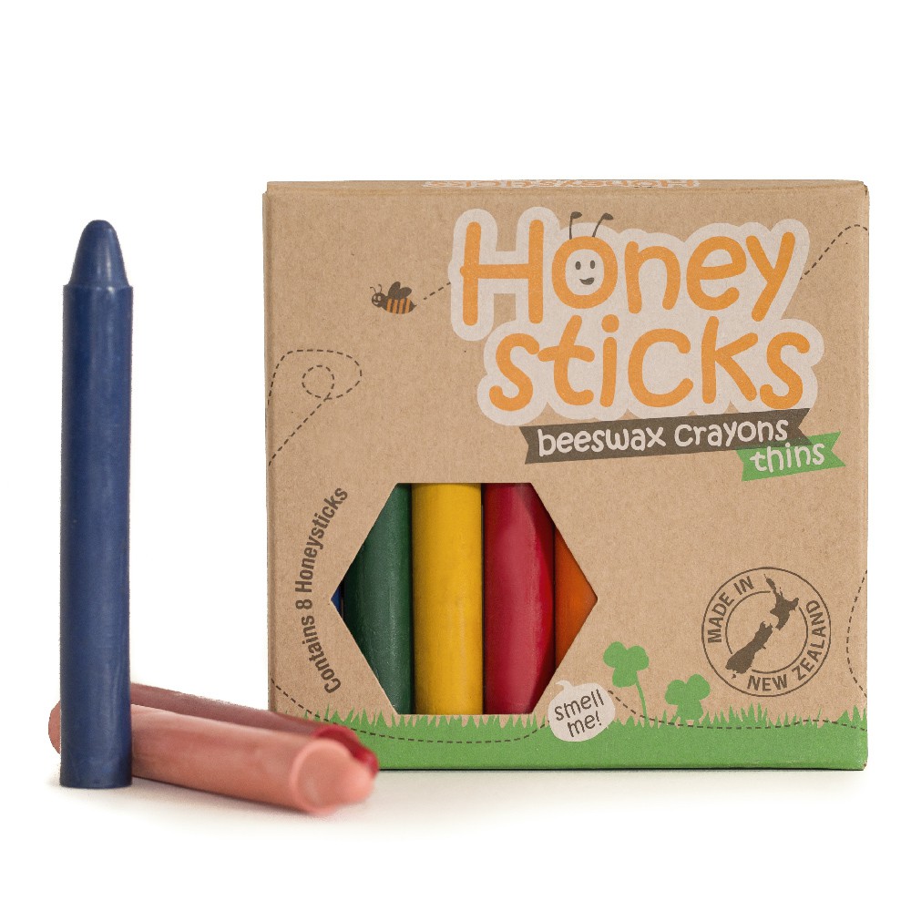 【Honey Sticks】純天然蜂蠟無毒蠟筆-5歲以上學童適用(8色細長型)