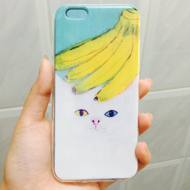 【出清現貨特價】全新iPhone6手機殼（軟）- 異瞳白貓與香蕉