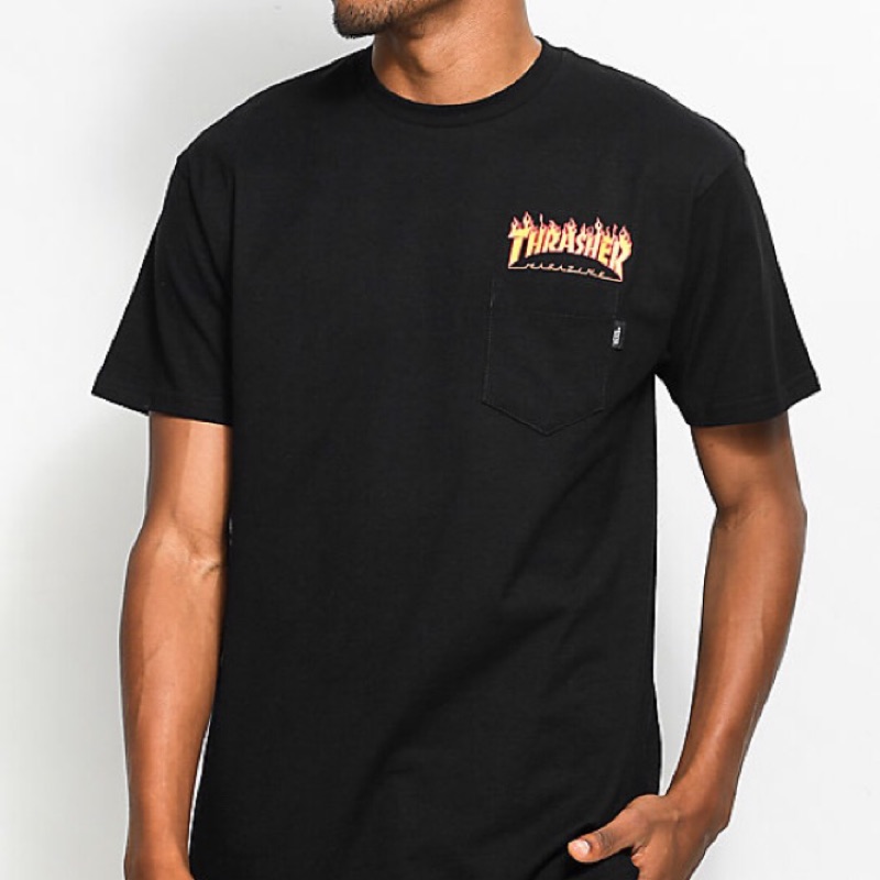 Vans X Thrasher Black Pocket T-Shirt 口 