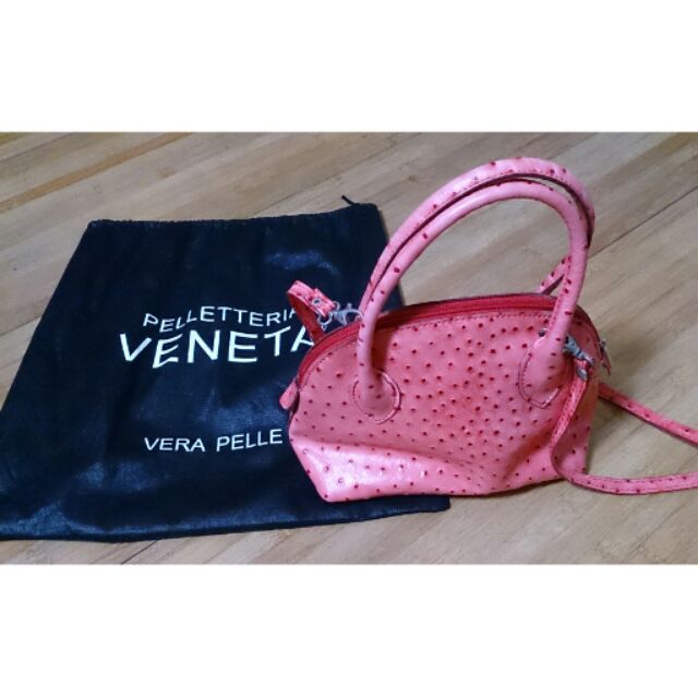 Vera Pelle 精品鴕鳥紋義大利製手提包側背包二手保存狀況良好