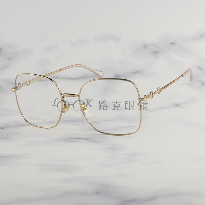 【LOOK路克眼鏡】GUCCI 光學眼鏡  金色 馬銜扣 金屬鏡框 GG0883OA 001