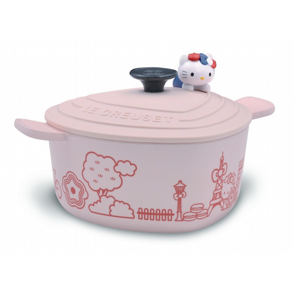 7-11 LE CREUSET 台灣 HELLO KITTY 鑄鐵鍋造型餐具 粉紅款