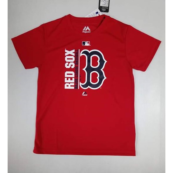 MLB Majestic-球隊 波士頓紅襪 大LOGO圓領排汗T恤 6730205-019 紅