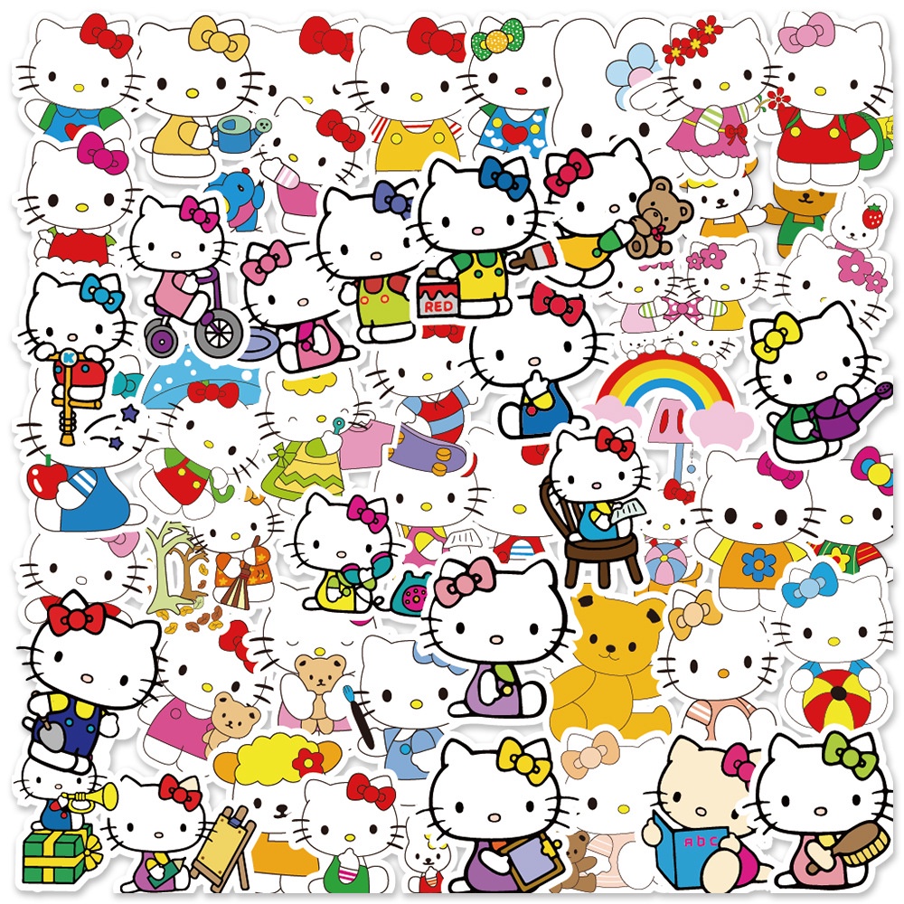 50張入 Hello Kitty 凱蒂貓 可愛卡通防水貼紙 行李箱貼紙 機車貼紙 筆電貼紙（4）