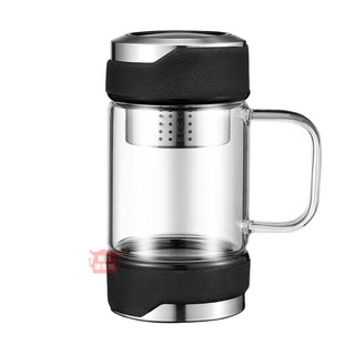 上下304不鏽鋼帶茶漏350ML玻璃杯 不鏽鋼濾網耐熱玻璃茶杯 玻璃杯 茶杯 環保杯 不銹鋼【賣貴請告知】