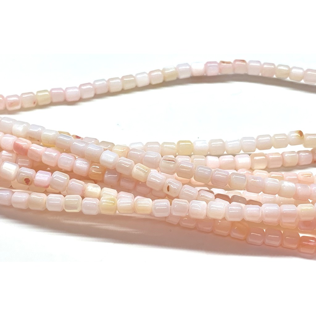 天然貝殼珠（粉橘色）管珠造型珠手創飾品材料，3*3mm單顆