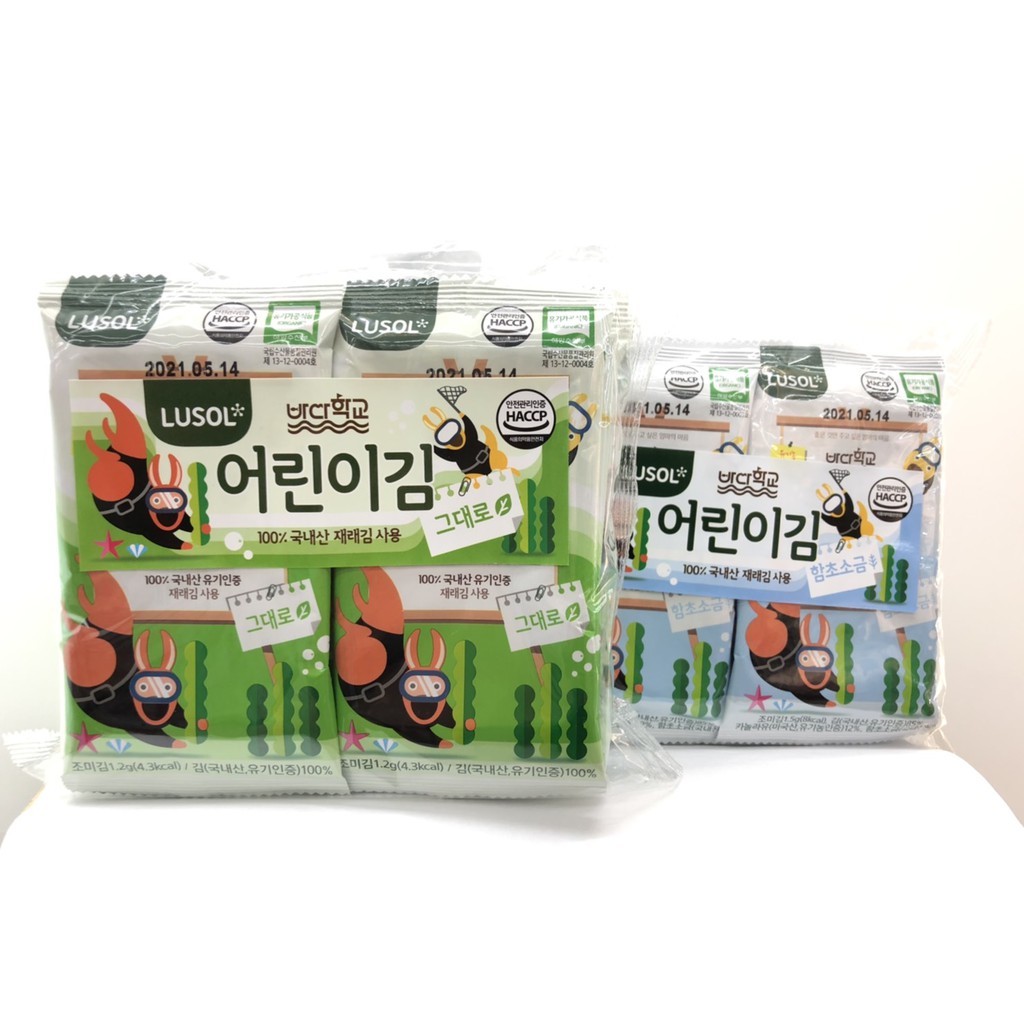【馨baby】韓國 LUSOL 烘烤海苔 海藻/無鹽無調味 1袋/10包