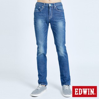 EDWIN 加大碼EDGE綠線窄管牛仔褲(拔淺藍)-男款