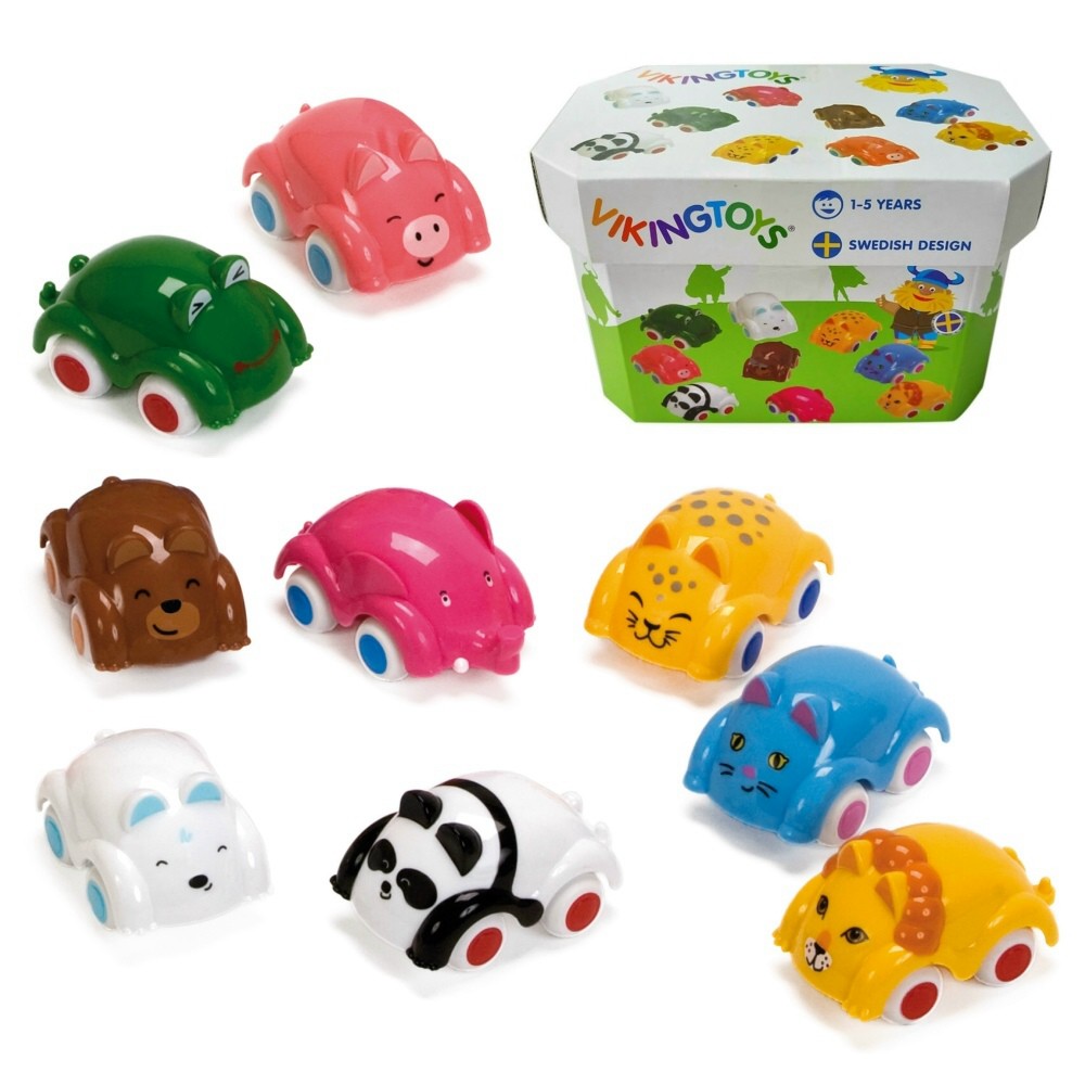 瑞典Viking Toys維京玩具-動物小車車(9入盒裝)