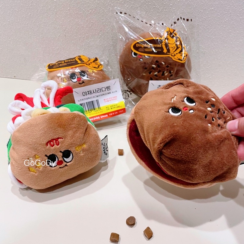 GoGoDy 現貨🇰🇷韓國Dingdog 沙拉麵包 高難度紅豆麵包 藏食響紙BB發聲寵物玩具
