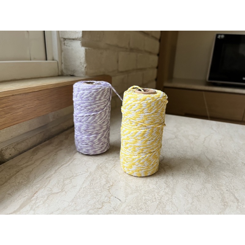 「現貨」麻繩橄欖球 麻繩 包裝線 禮物線 裝飾線材雙色棉繩 三色棉繩 100m長 2mm寬