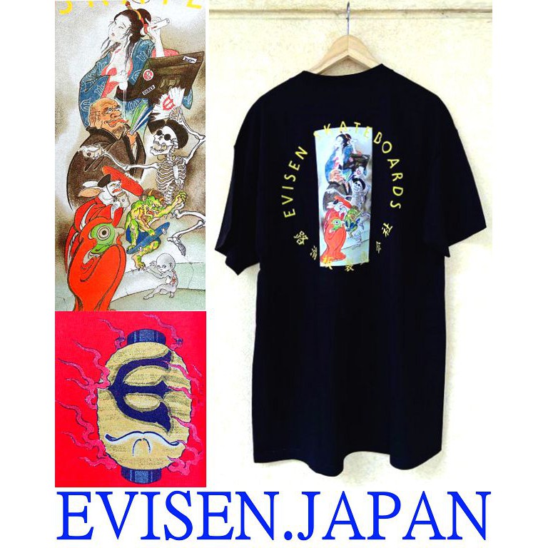 Black全新evisen Japan日本最強自有滑板品牌 浮世繪風格百鬼夜行妖怪短t 蝦皮購物