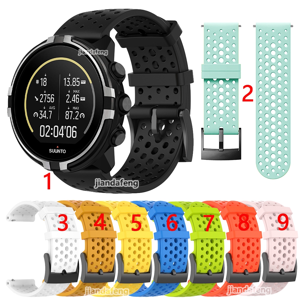適用於 Suunto Spartan Sport Wrist HR Baro 錶帶的透氣矽膠錶帶。