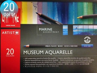卡達 CARAN d'ACHE 博物館級水溶性色鉛20色 海景(冷色) 祕密花園手繪本3510920