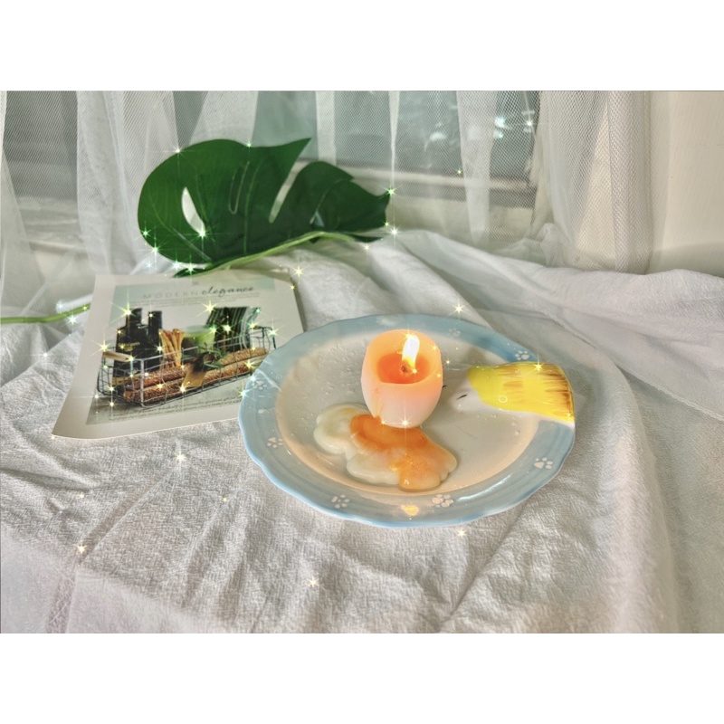 S.W. Candle 手作蠟燭 溏心蛋造型蠟燭 白茶香/含羞草香 可買單顆或4入一組含雞蛋盒