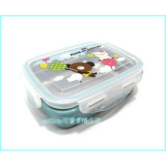 asdfkitty可愛家☆摩卡熊玫瑰豬防燙不鏽鋼方形便當盒-樂扣型-保鮮盒-韓國製