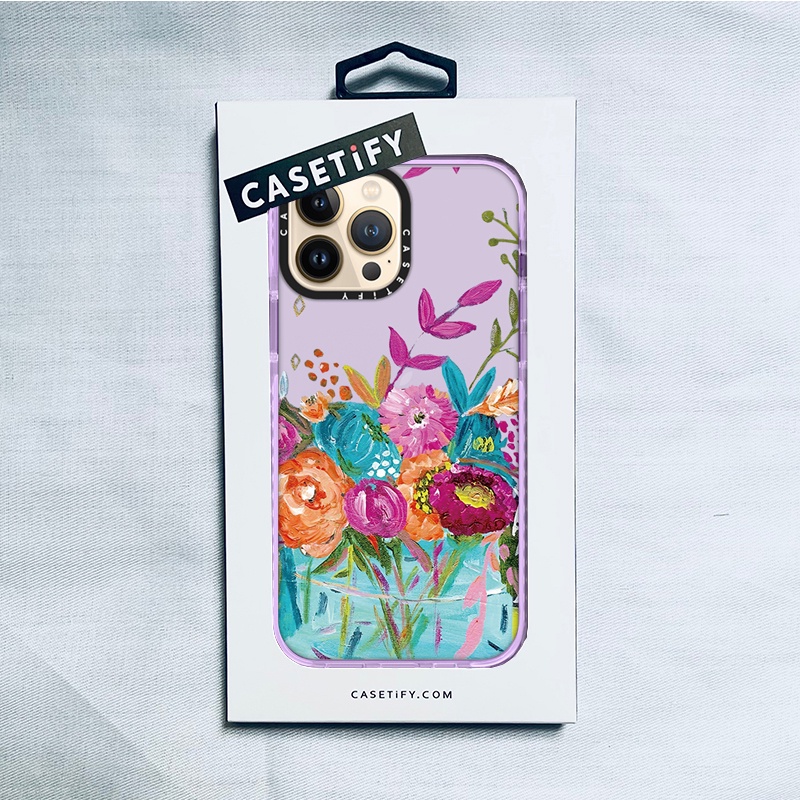 Casetify X 油畫花朵紫色手機殼 IPhone 14 13 12 11 Pro MAX Mini XS MAX