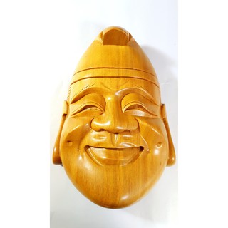 福神 惠比壽 日本福神 日本面具 招財 雕刻品 檜木雕刻 高25cm