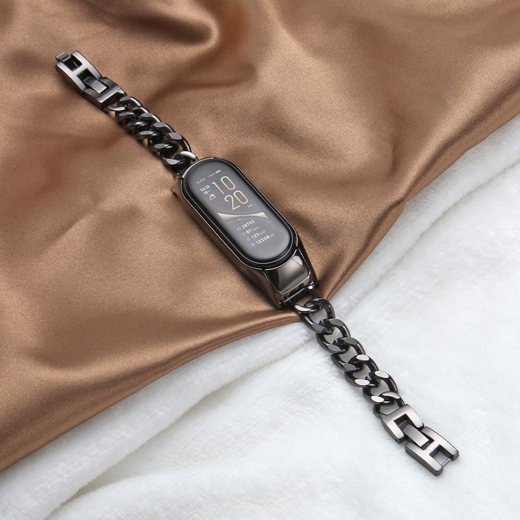 XIAOMI MI 不銹鋼錶帶手鍊適用於小米手環 7 6 5 腕帶中國智能替換金屬錶帶適用於小米手環 3 4 5 6 7