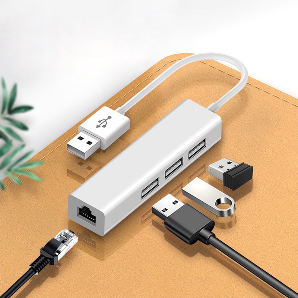 具有 3 端口 USB HUB 2.0 RJ45 Lan 網卡 USB 轉以太網適配器的 USB 以太網適配器, 適用於