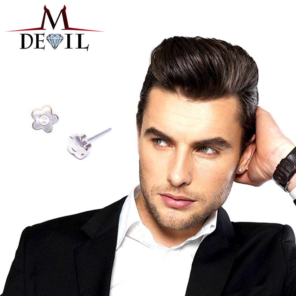 ◇*Miss DEVIL*◇ 低調精緻的Montblanc萬寶龍logo款-純銀小花耳針/耳釘/穿式耳環