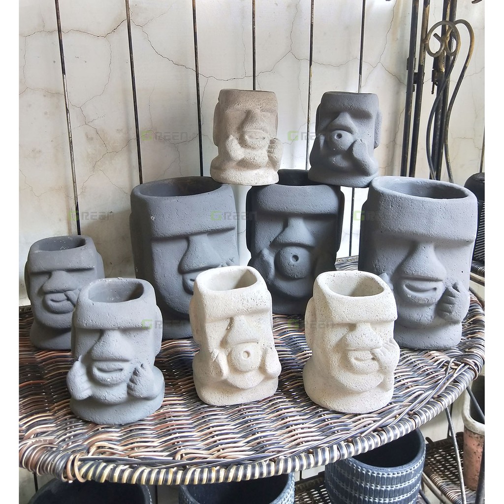 水泥花器 2件以上限宅配 仙人掌 花盆 多肉 植栽 栽盆 置物 花器 台韓高雄店 搞怪摩艾 蝦皮購物