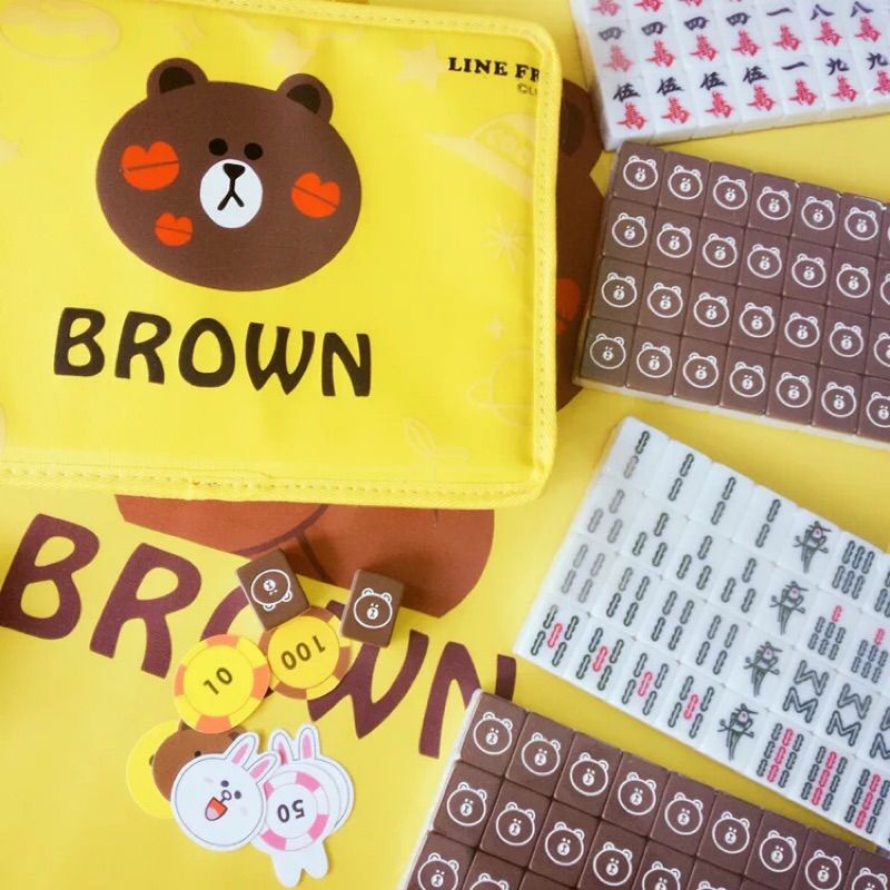 Line Friends Brown 超萌熊大麻將組 大款30mm*40mm 二手