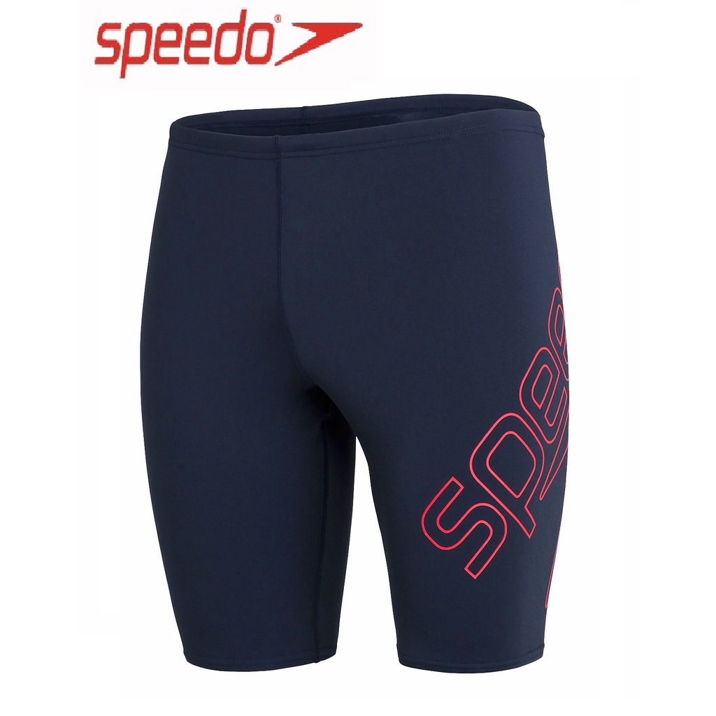 ~有氧小舖~2021 SPEEDO 運動及膝四角泳褲 Boom Logo Placement 海軍藍X橘紅