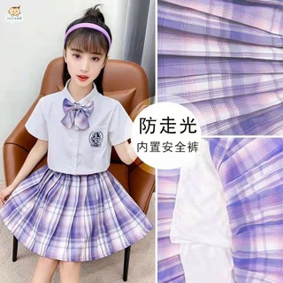 女童jk制服 jk套裝 jk制服裙正女童兒童套裝全套校服夏季群小學生百褶裙日系jk格群