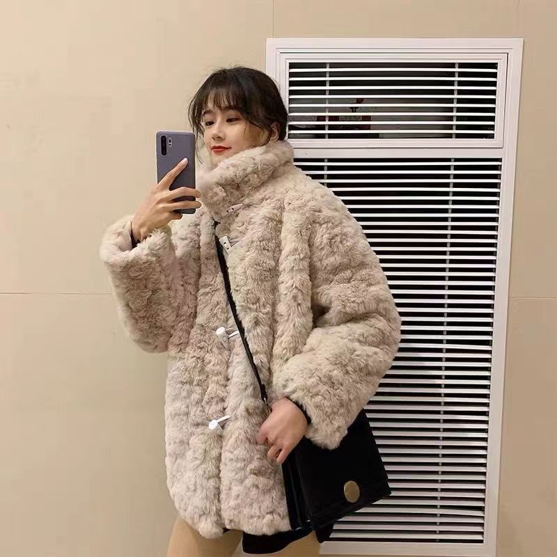 韓版寬鬆加厚連帽毛毛外套 連帽外套 女裝 長袖上衣 毛毛外套 保暖外套抗寒保暖仿貂毛慵懶風毛毛大衣長款大呎碼