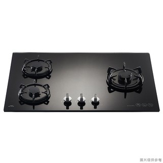 喜特麗JT-GC399A LPG 77cm三口晶焱玻璃 檯面瓦斯爐(黑)-桶裝瓦斯(含標準安裝) 大型配送
