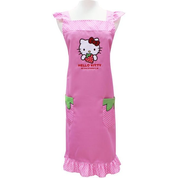 正版授權 KT-0906 Hello Kitty 圍裙【草莓款】【粉色】.剩粉色