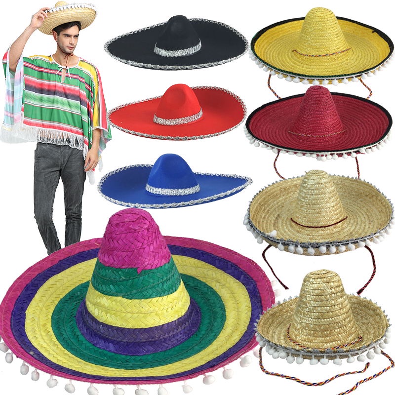 《只能宅配运送》圣誕節萬圣節年會舞會cosplay墨西哥衣服彩色草帽服裝帽子