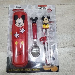 迪士尼米奇 兒童3D學習筷湯匙組（有附盒子）