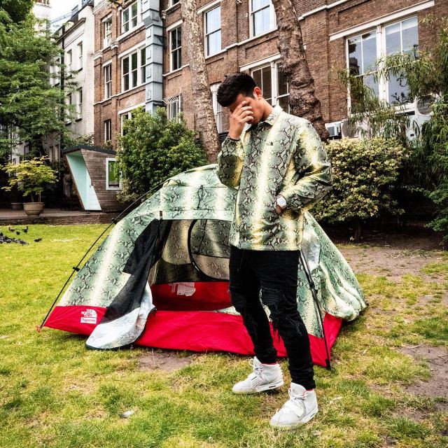 supreme the north face snakeskin taped seam coaches jacket green