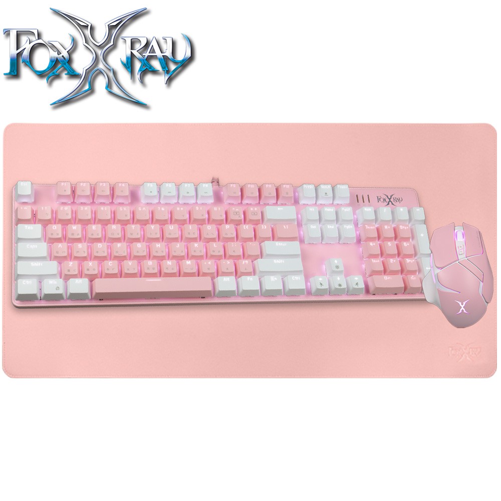 Foxxray 女力崛起 粉色電競 三合一套裝 青軸電競鍵盤 電競滑鼠 電競滑鼠墊 現貨 廠商直送