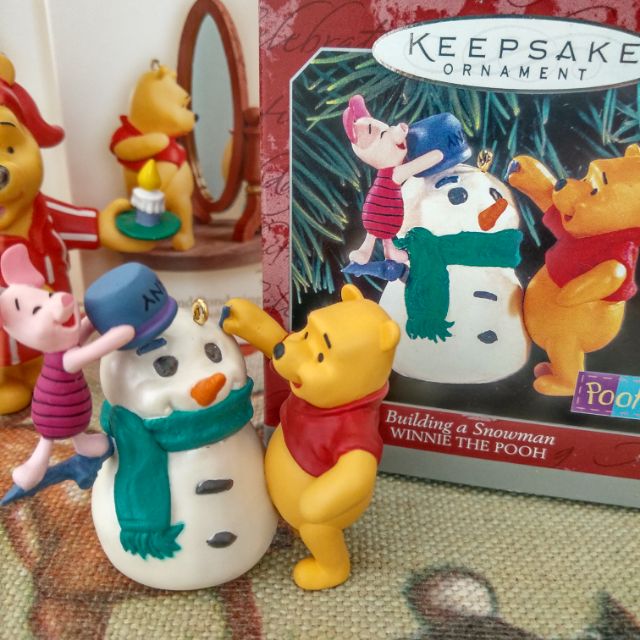🎈Hallmark Keepsake迪士尼小熊維尼&amp;小豬雪人 吊飾擺件
