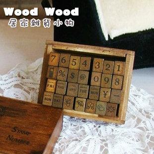 ☆Wood Wood【WZ036】Zakka 木盒款 數字 天氣 星期多功能日記木質印章-預購