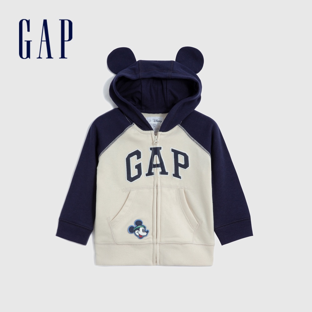 Gap 嬰兒裝 Gap x Disney迪士尼聯名 Logo印花連帽外套-卡其色(825277)