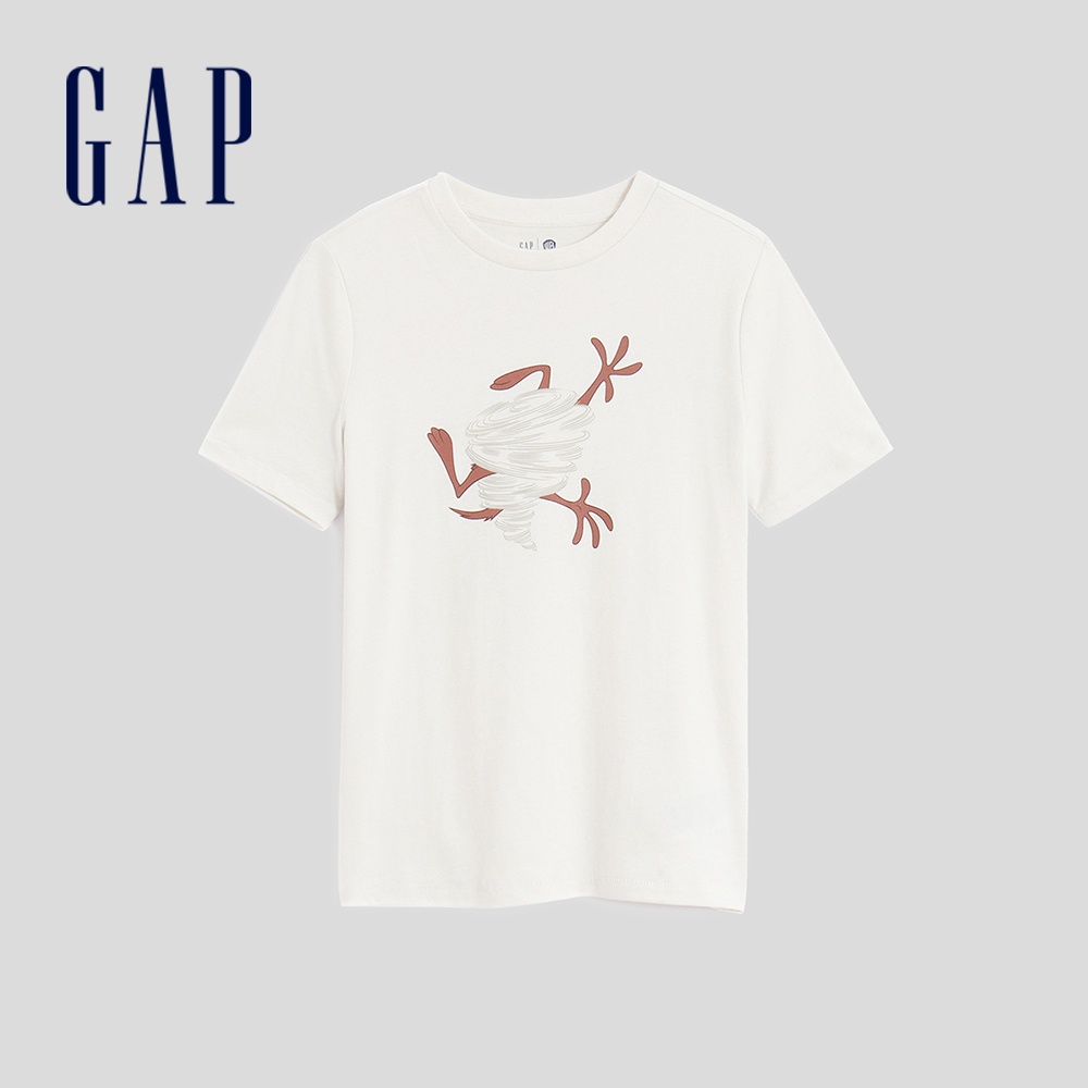 Gap 兒童裝 Gap x Warner Bros聯名 純棉印花短袖T恤-米白色(825591)