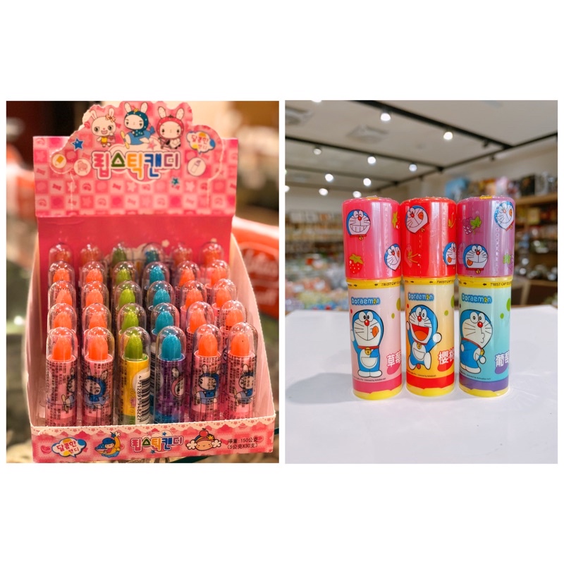 🍓金田旺 台灣🇹🇼造型糖《本季卡通人物 Hellokitty哆啦a夢卡通口紅棒-草莓·櫻桃·葡萄》口紅棒棒糖 棒棒糖