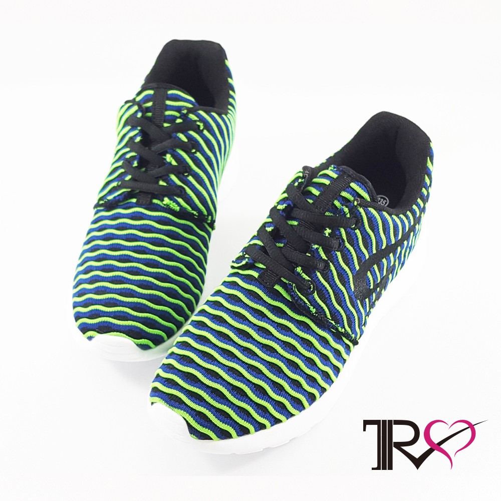 【TRS】韓國空運條紋透氣網布空氣增高鞋 增高6cm 藍綠-女鞋(7100-0039)